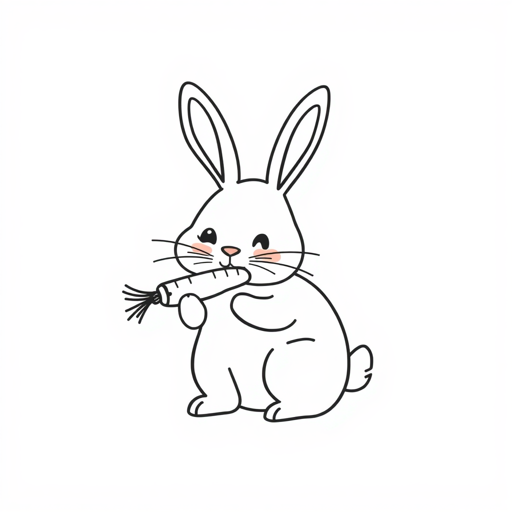 Rabbit eating carrot