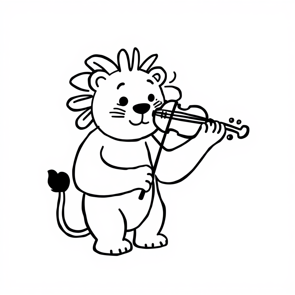 Lion playing violin