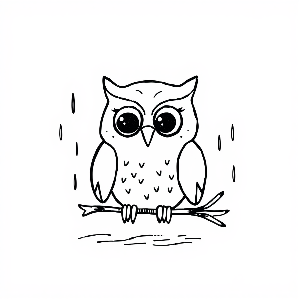 Owl Enjoying Rainy Day