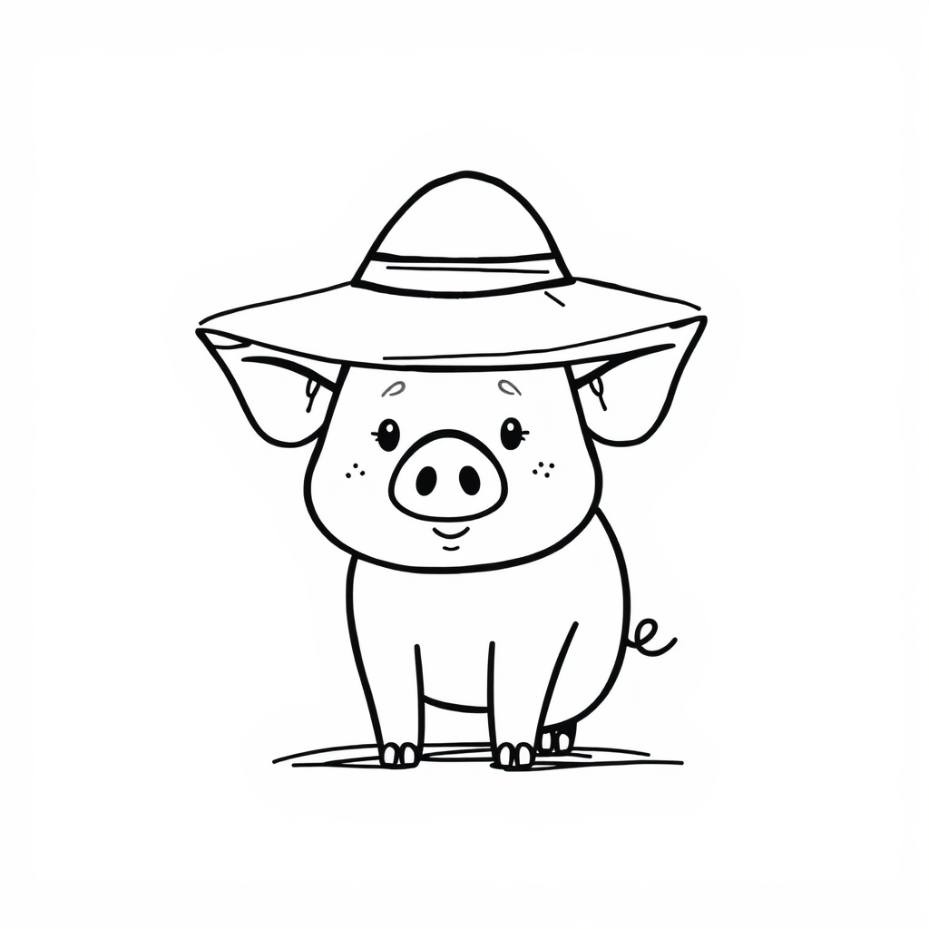 Pig in a summer hat