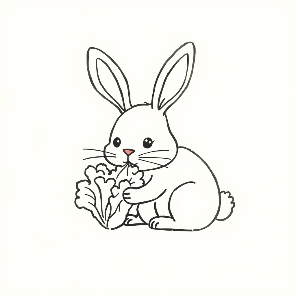 Bunny nibbling lettuce