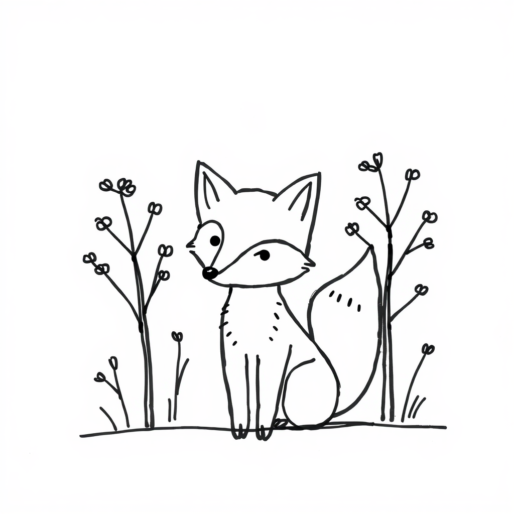 Fox with blooming trees