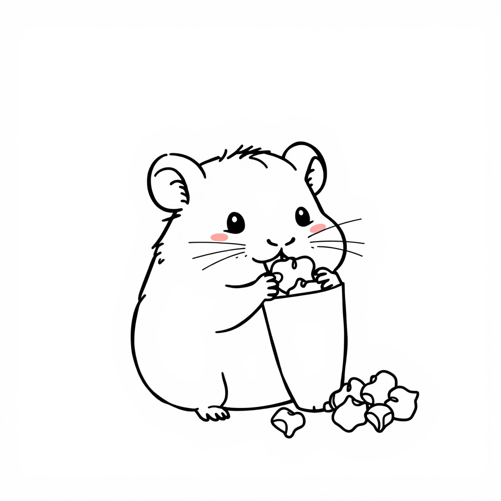 Hamster munching popcorn