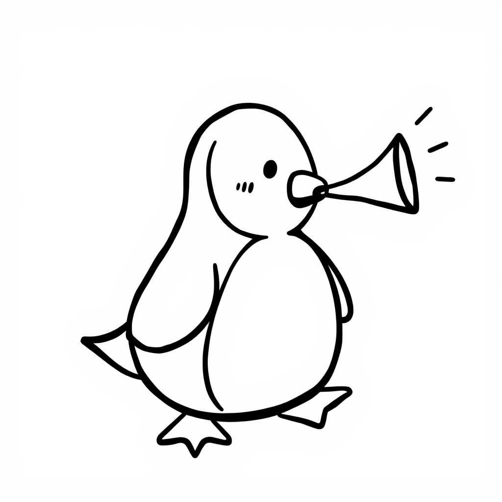 Penguin blowing horn