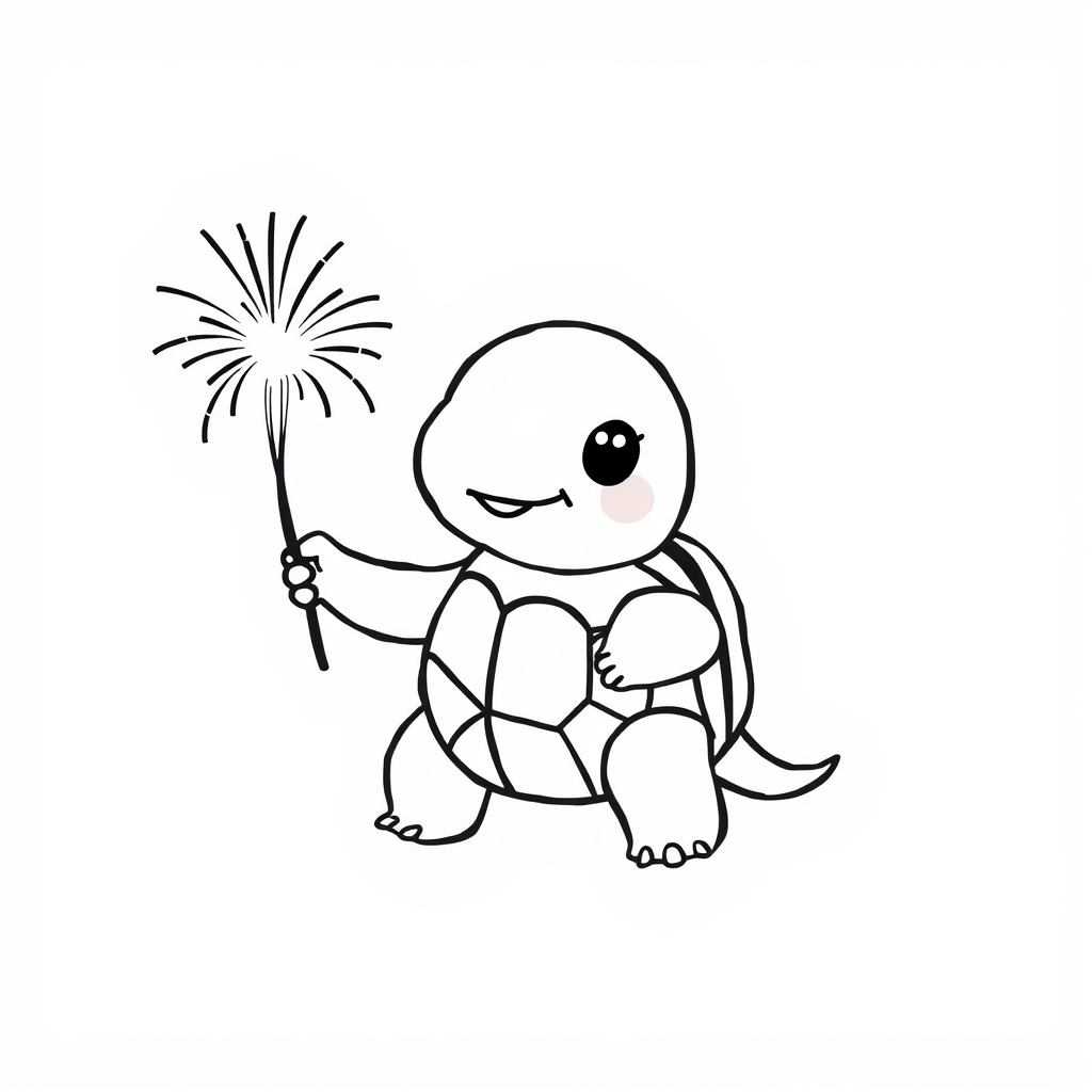 Turtle holding firework