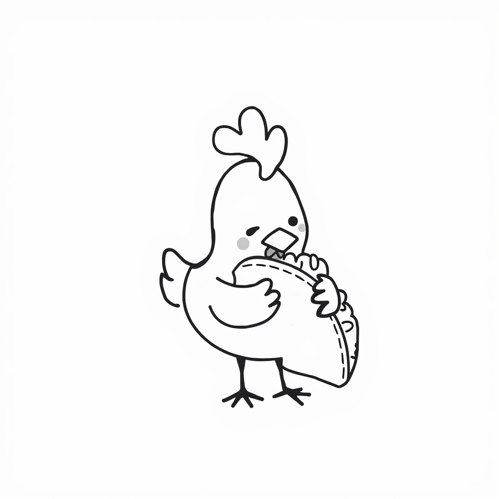 Chicken biting a taco