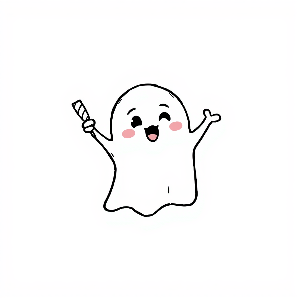 Excited ghost with candy