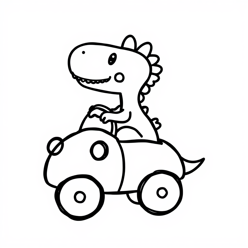 Dinosaur driving car