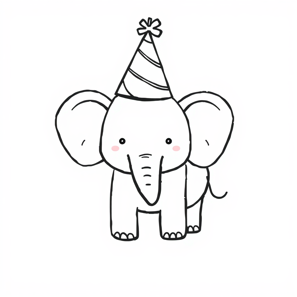 Elephant wearing party hat