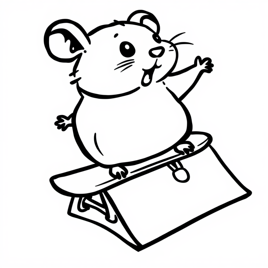 Hamster on a skateboard ramp