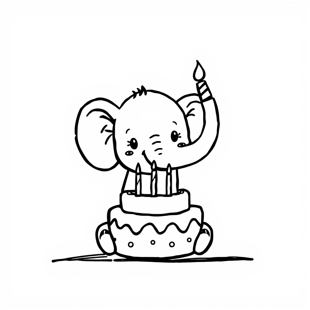 Elephant with birthday cake