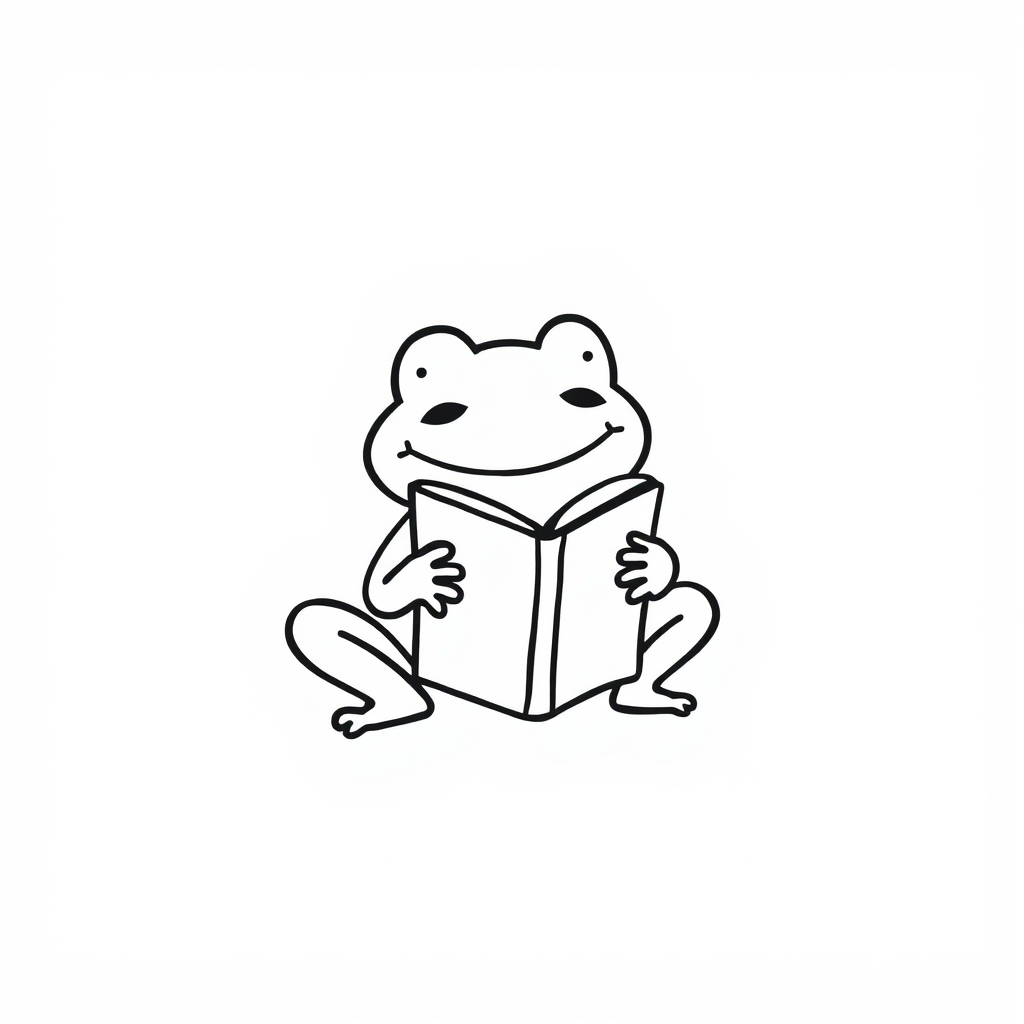 Frog reading book