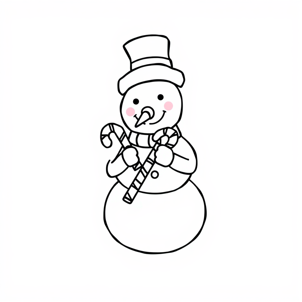 Snowman eating candy canes