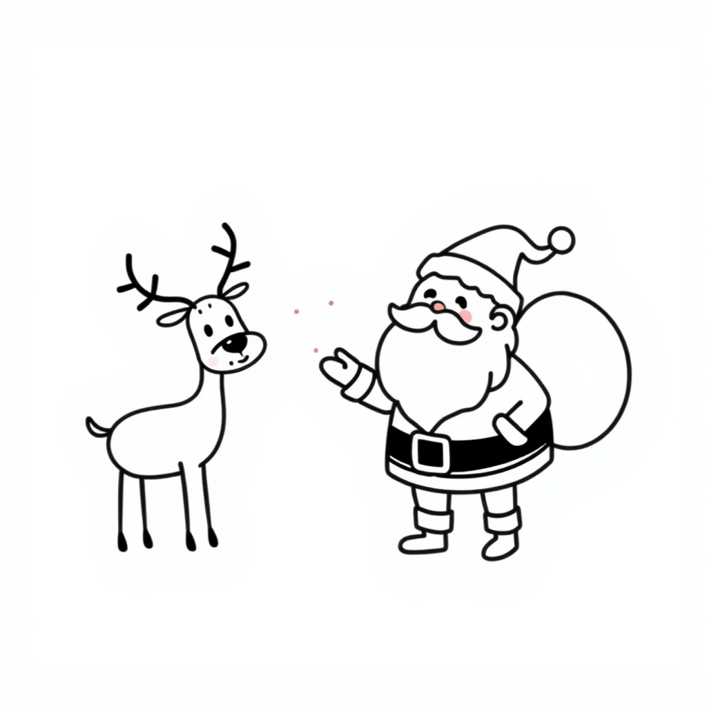 Santa Claus feeding reindeer