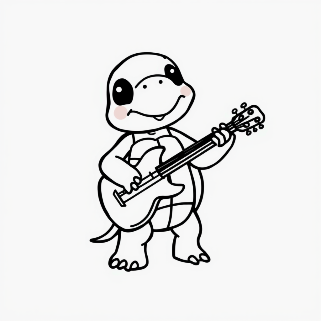 Turtle playing guitar