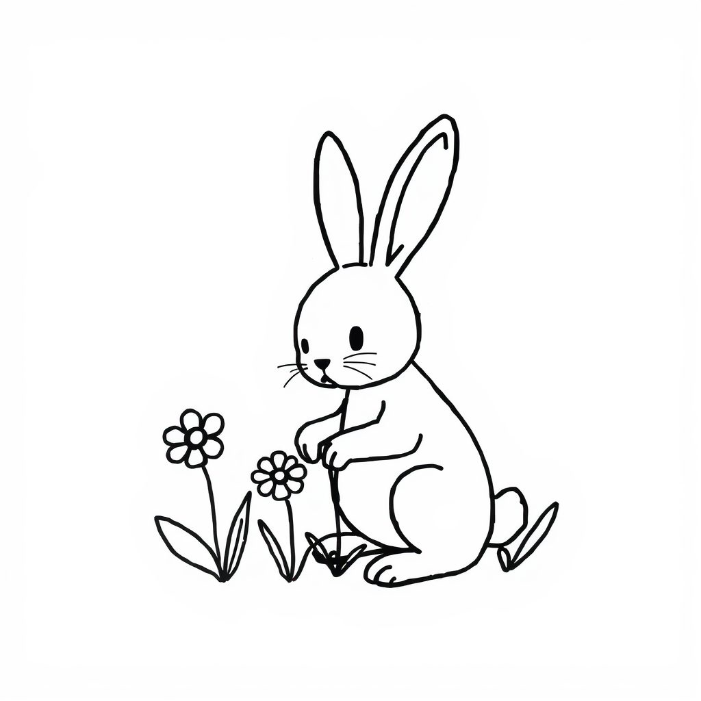 Bunny gardening flowers