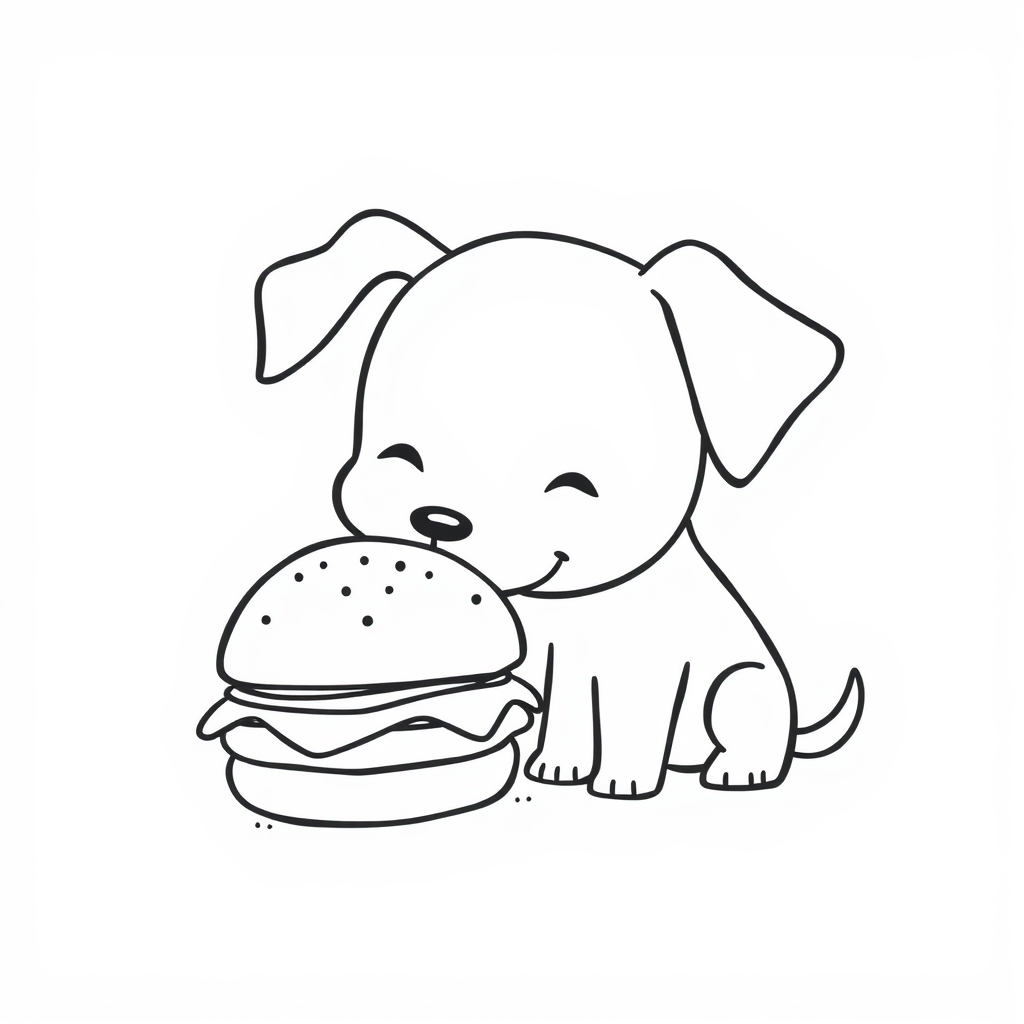 Dog sniffing a burger