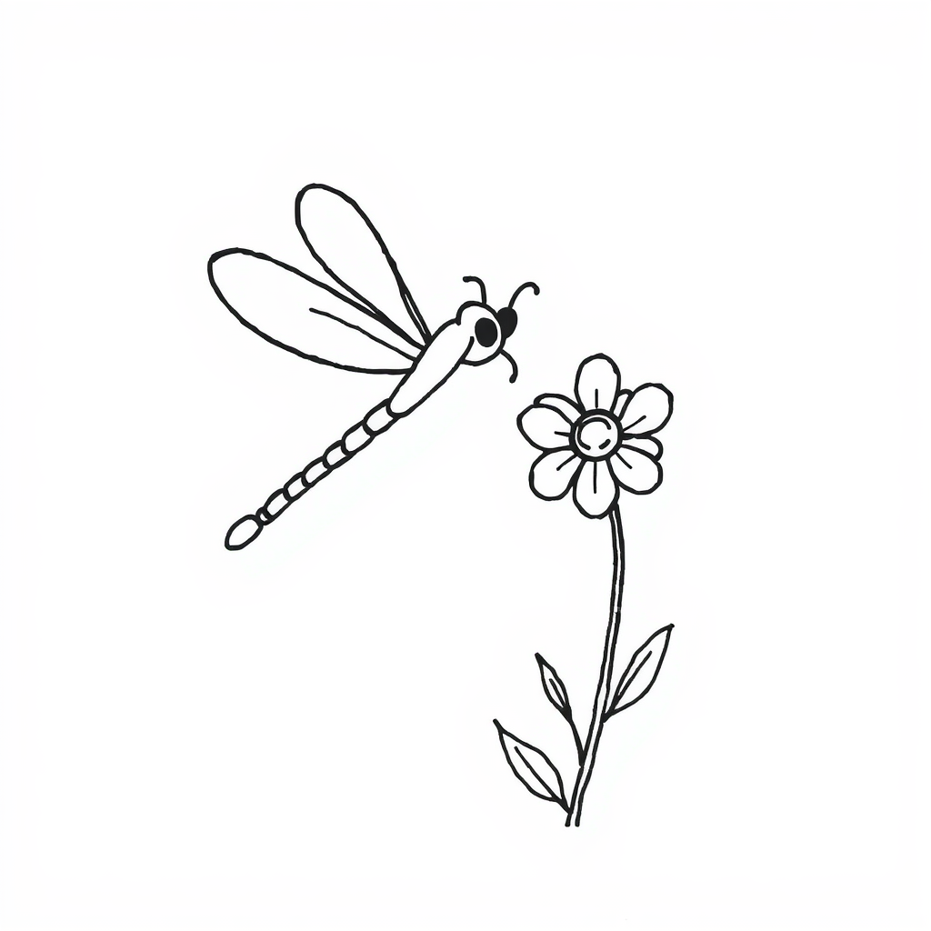 Dragonfly beside a flower