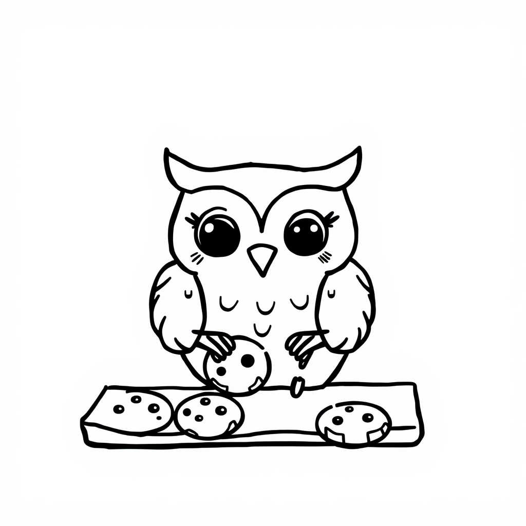 Owl baking cookies