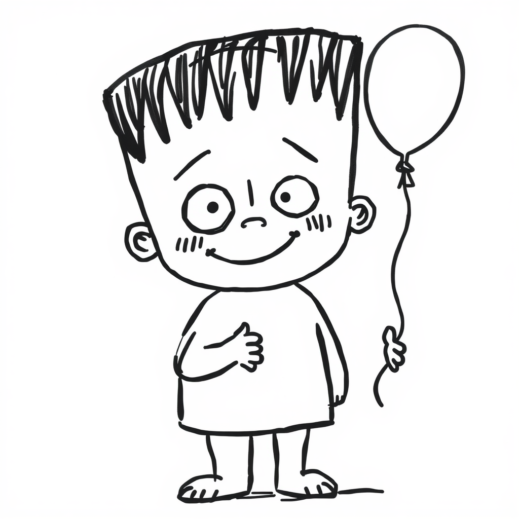 Joyful Frankenstein with balloon