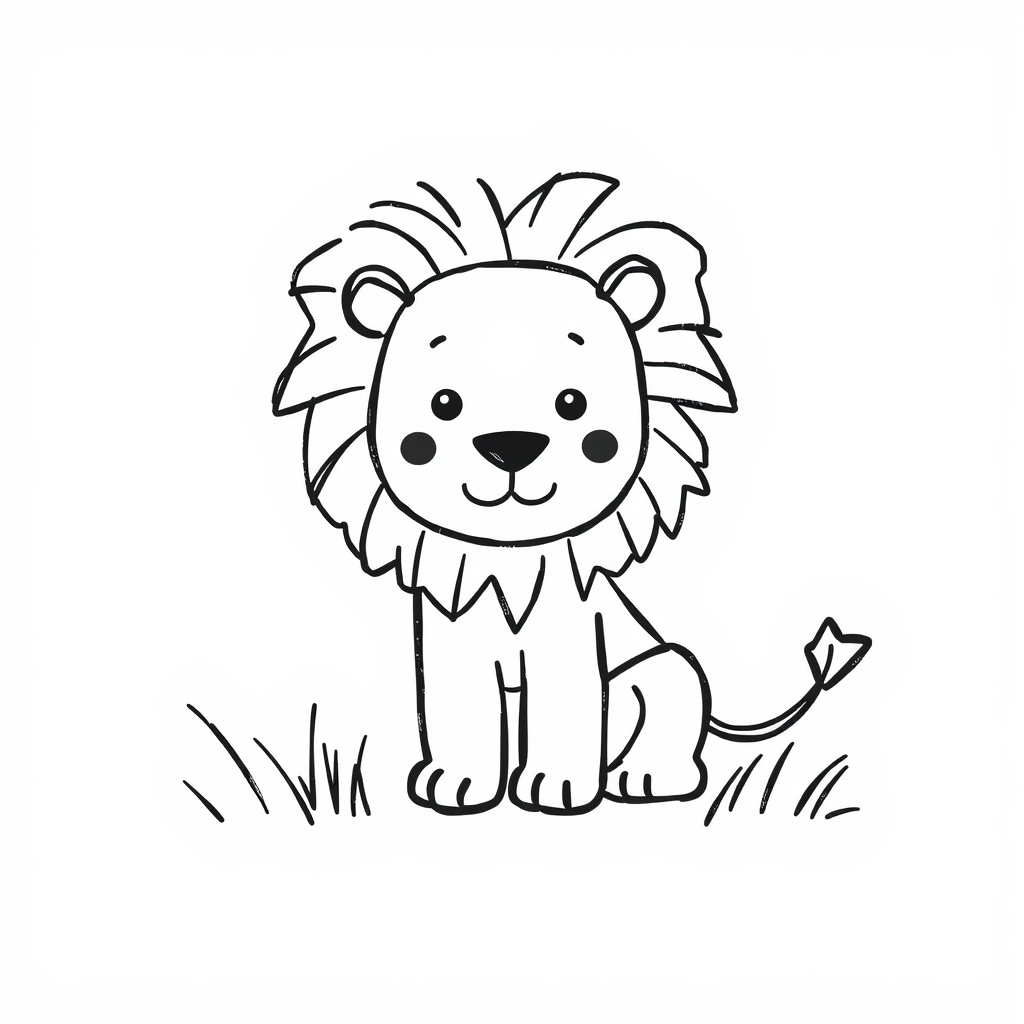 Lion in a grassy savanna