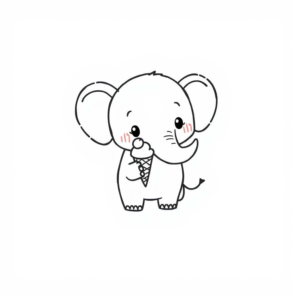 Elephant holding ice cream cone