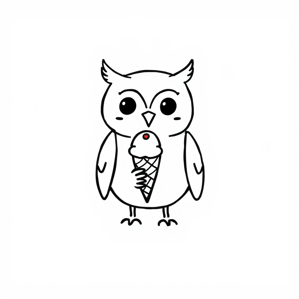 Owl with ice cream cone