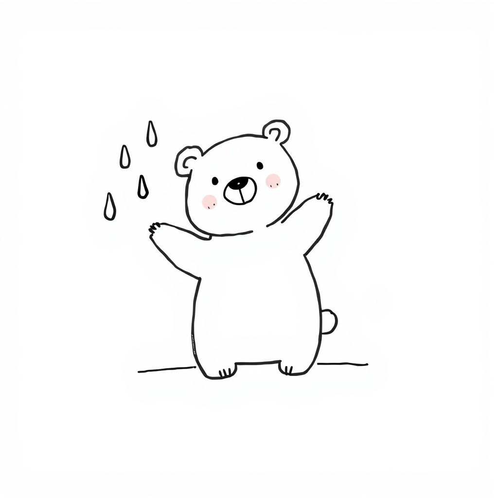 Bear catching raindrops