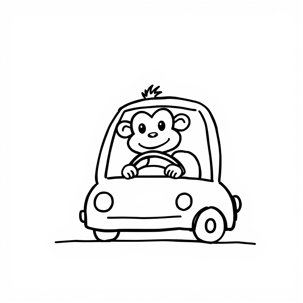 Monkey driving a car