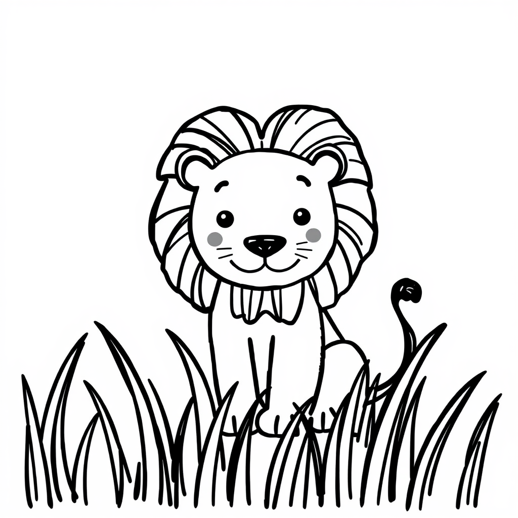 Lion in tall grass