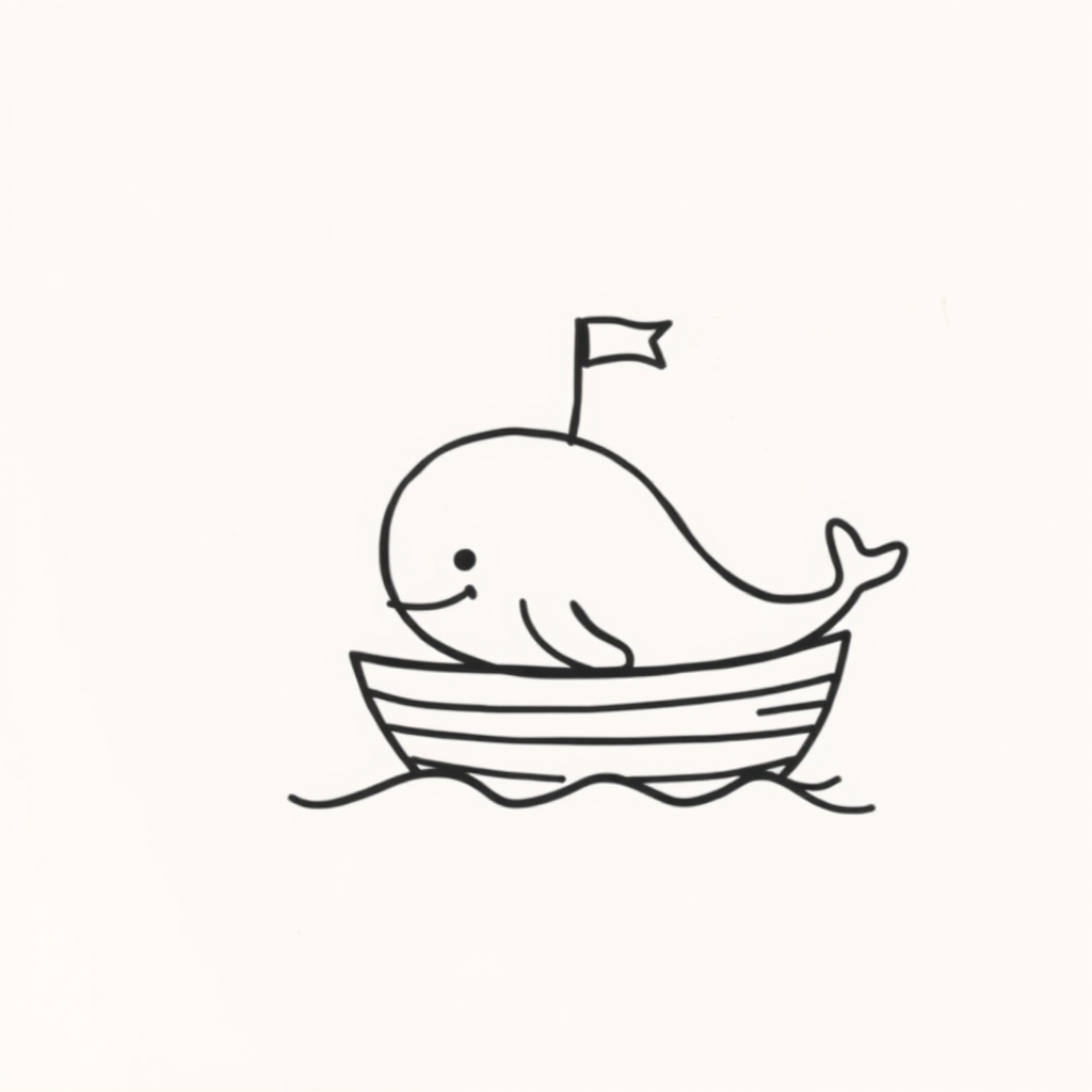 Whale sailing a small boat