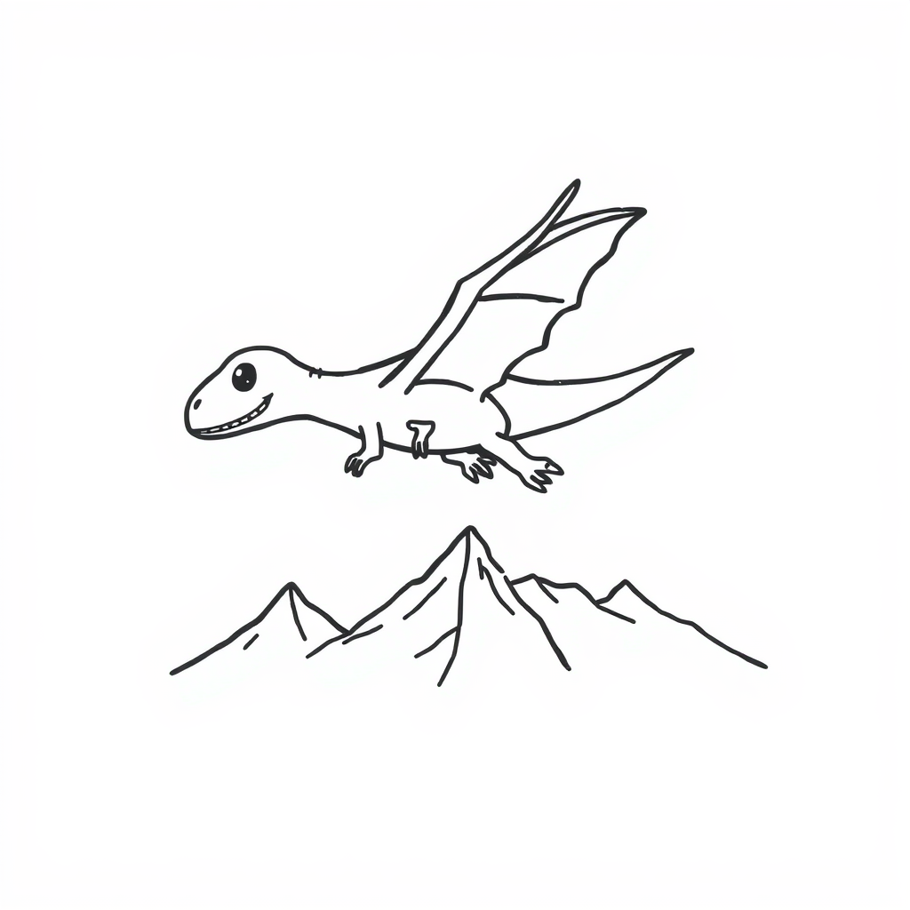 Pterodactyl flying over mountains