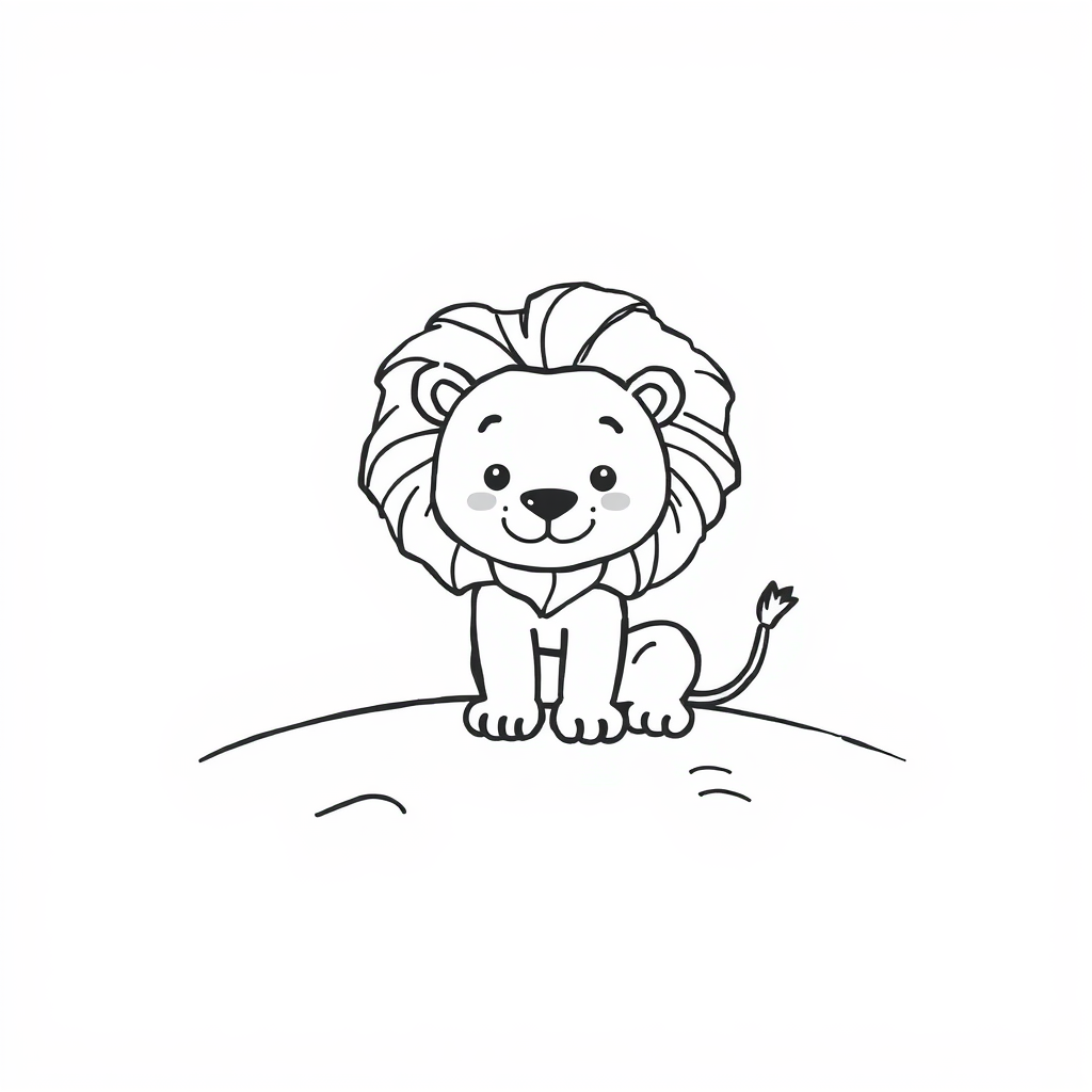 Lion on sandy desert.