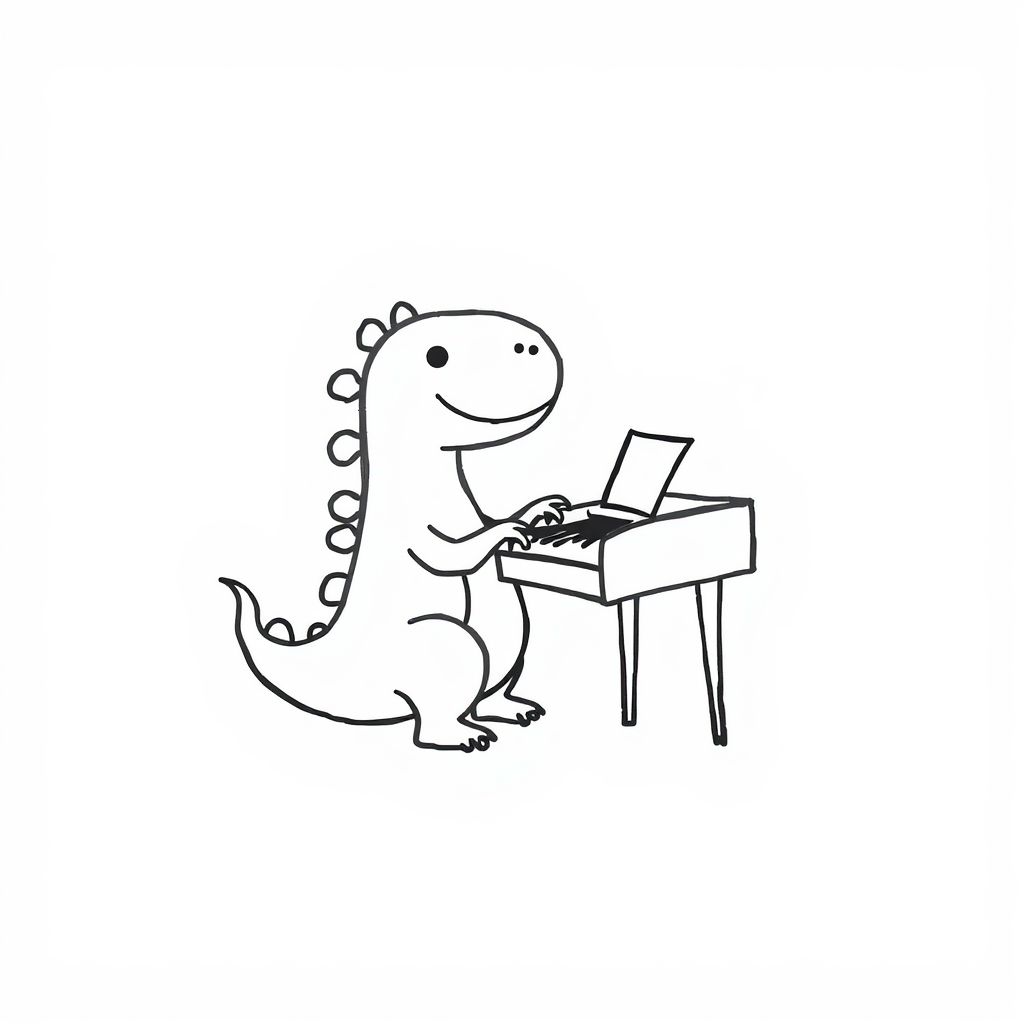 Dinosaur playing piano