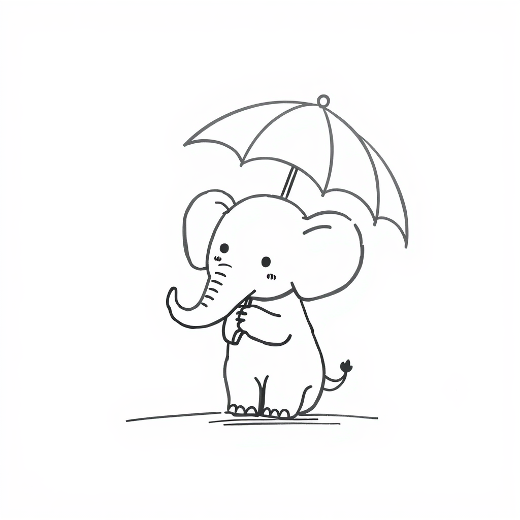 Elephant holding an umbrella