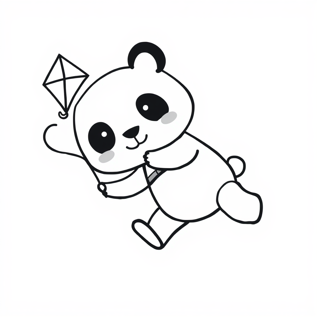 Panda flying kite