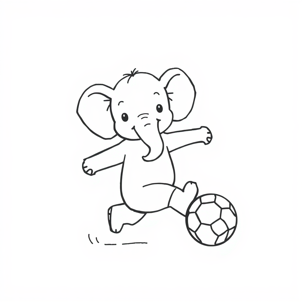 Elephant playing soccer