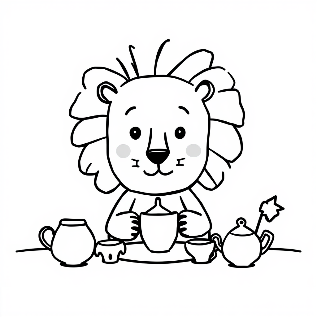 Lion hosting a tea party