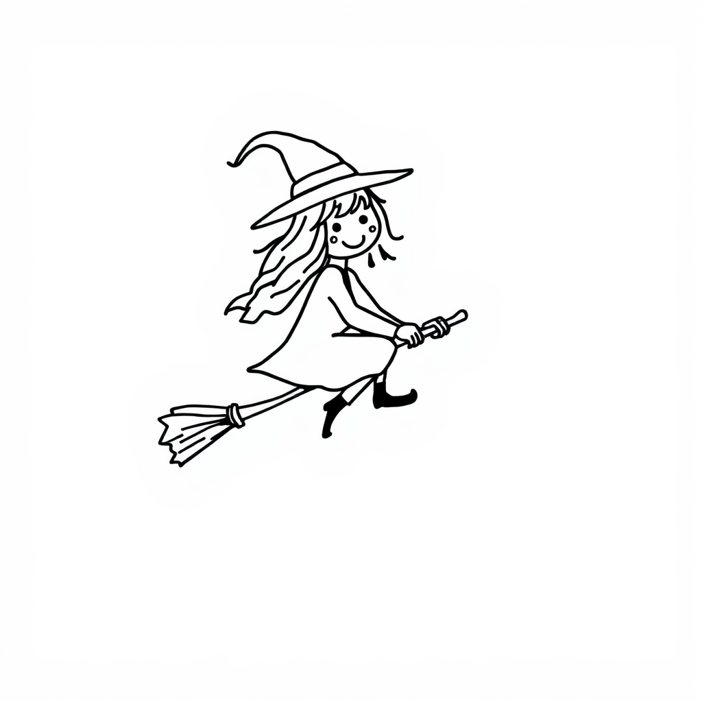 Witch flying on broomstick