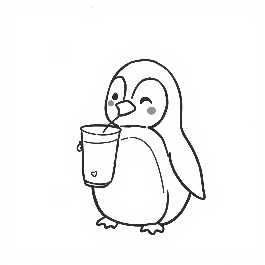 Penguin sipping on lemonade