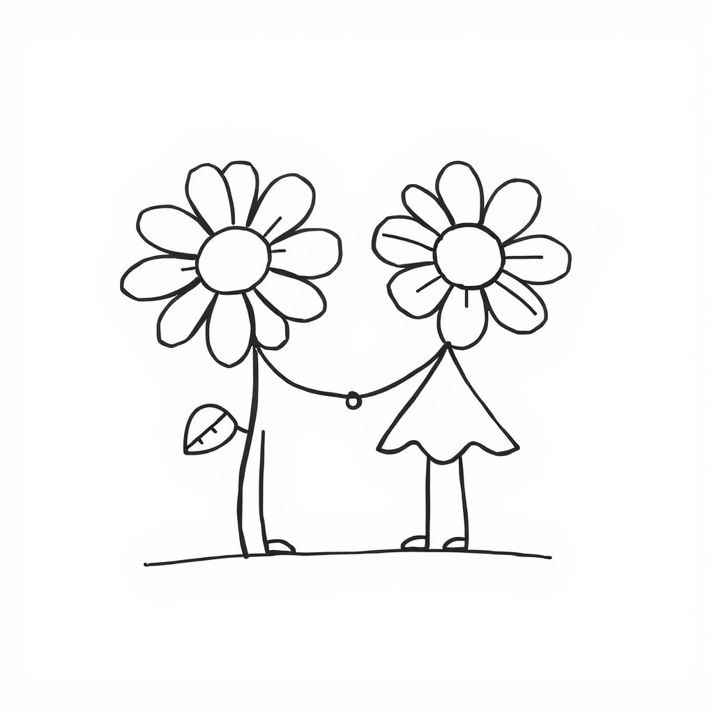 Flower friends holding hands