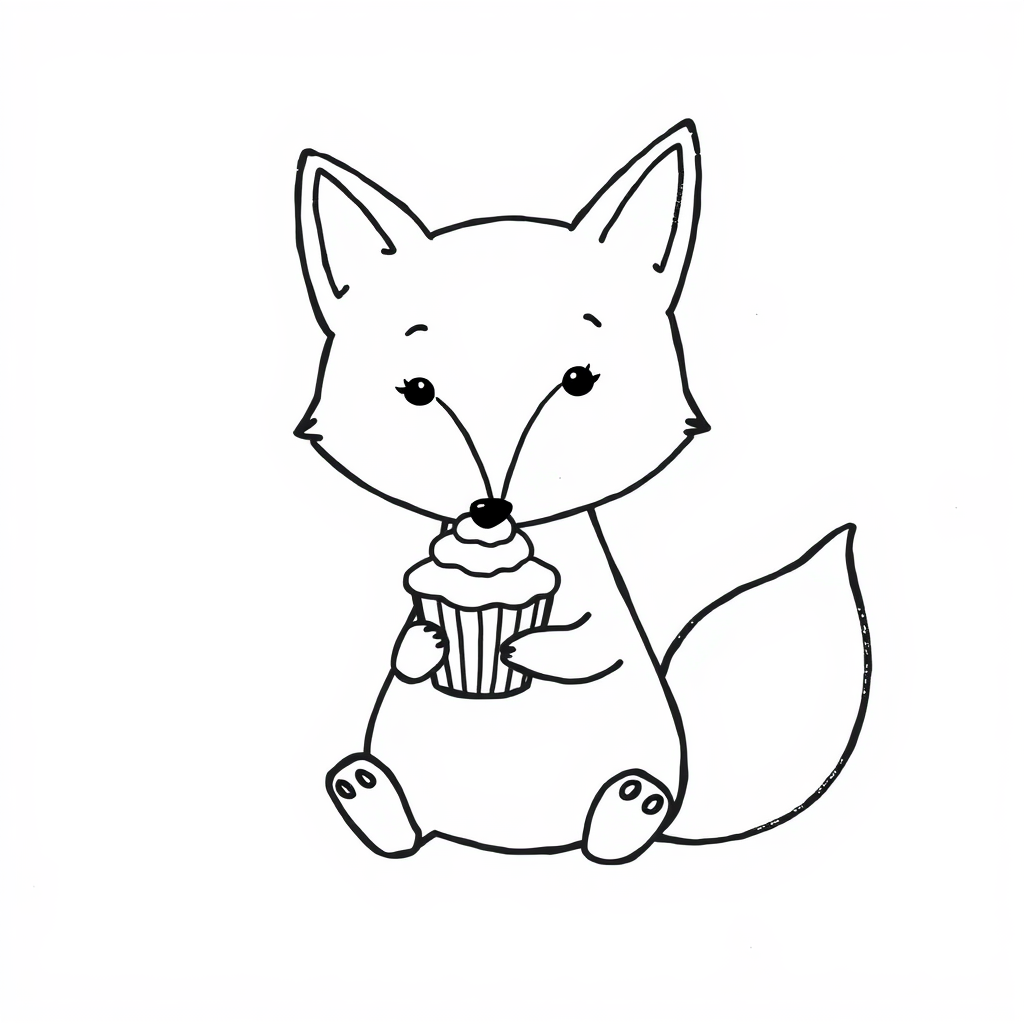 Fox eating a cupcake