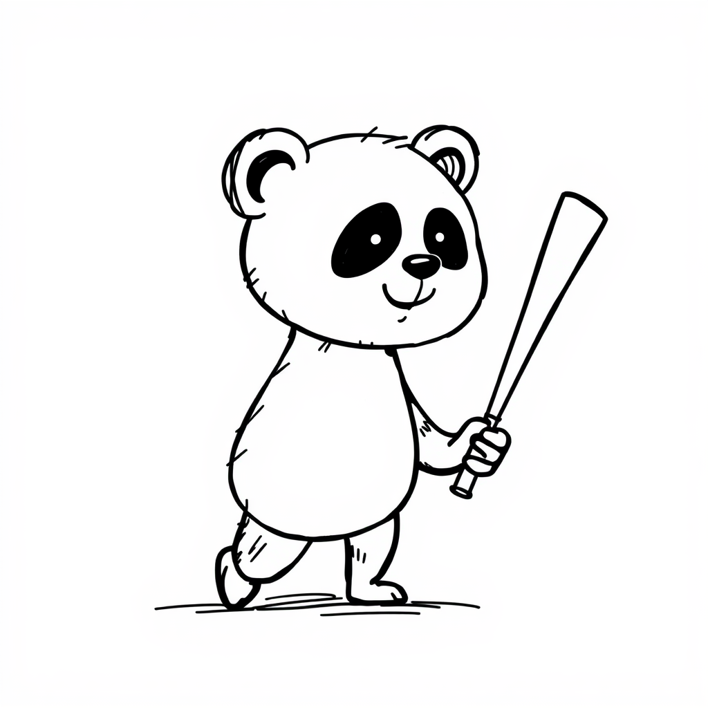 Panda playing baseball