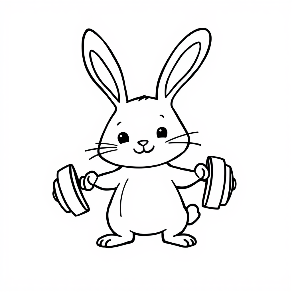 Bunny lifting a dumbbell