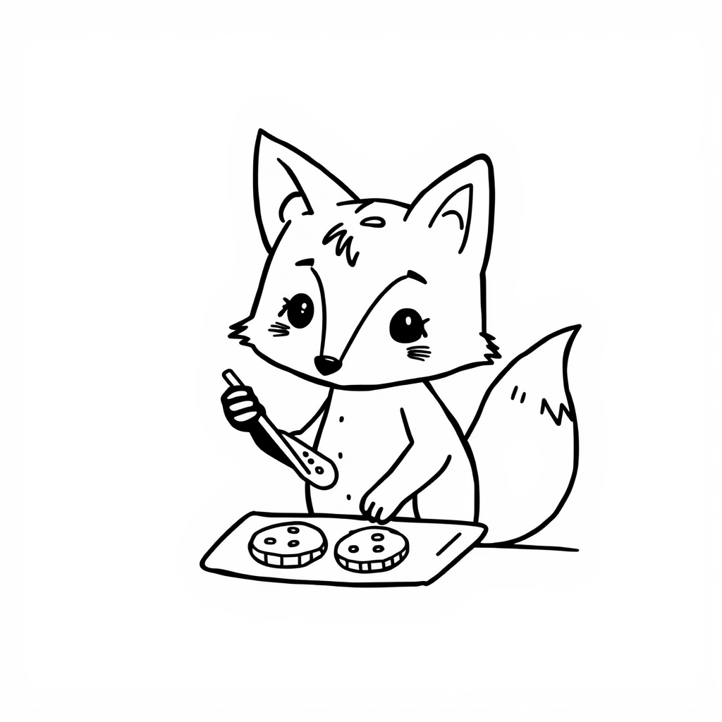 Fox baking cookies