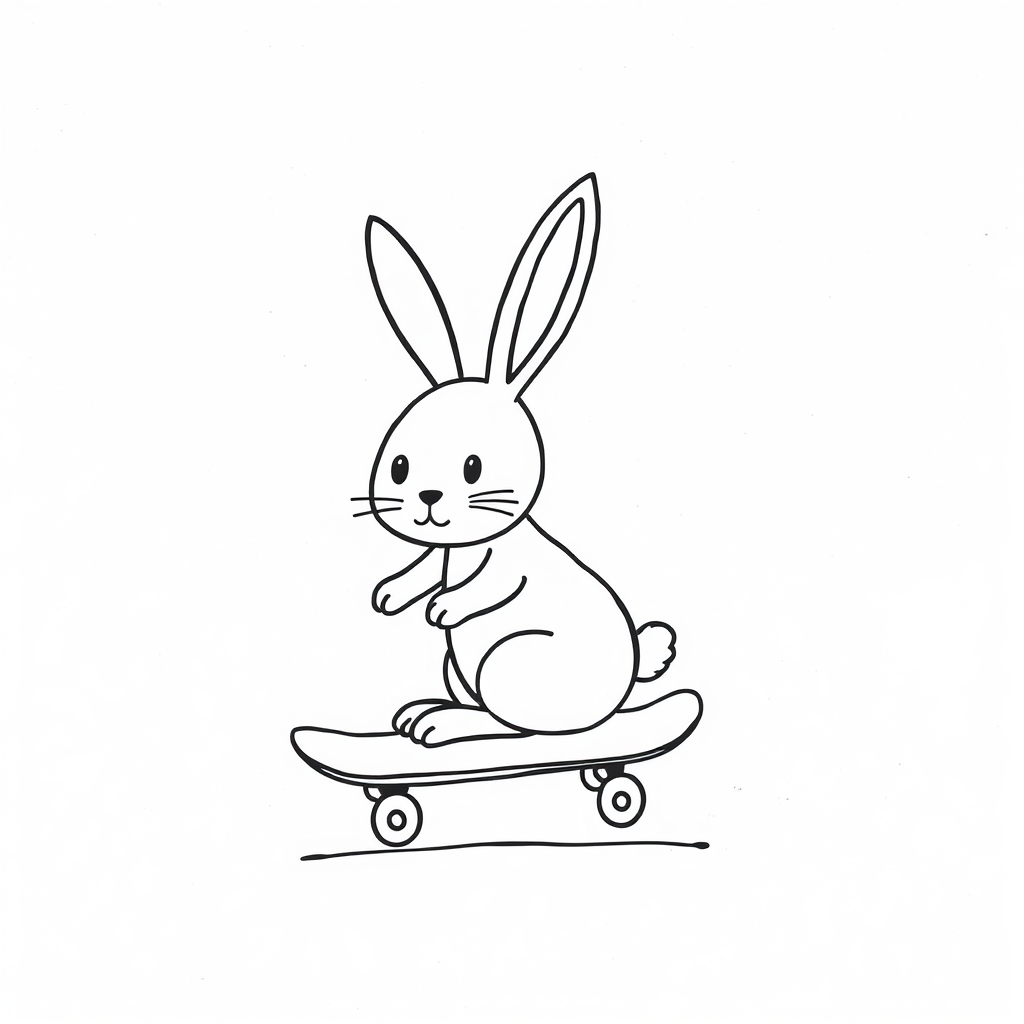 Bunny riding a skateboard