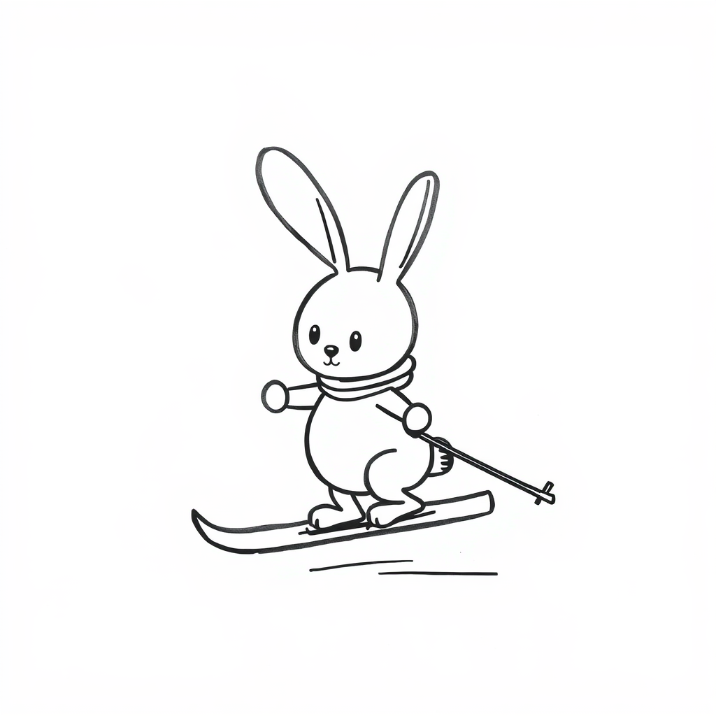 Bunny skiing downhill.