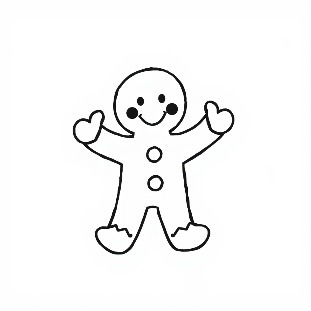 Gingerbread man waving.