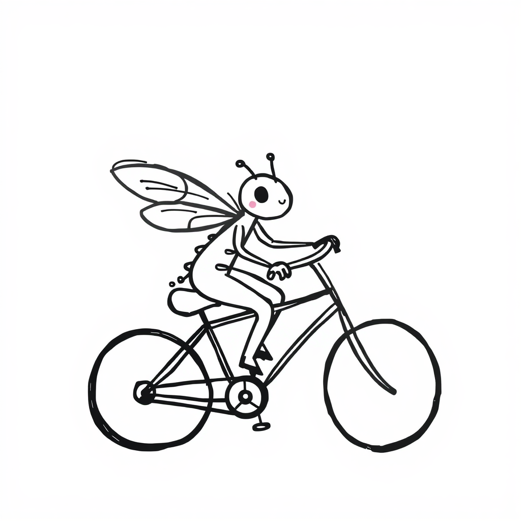 Dragonfly riding bicycle