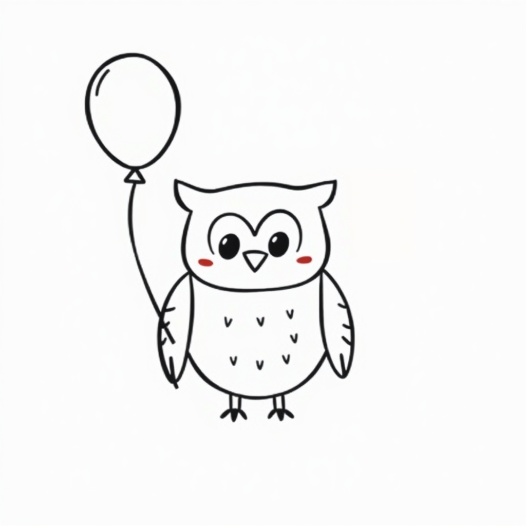 Owl holding a balloon